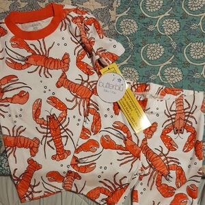 ButterBlu 3t Kids Orange Lobster Print Pajama Set - White Base, New W Tags